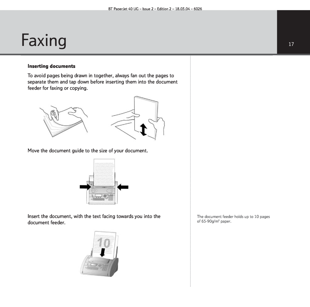 BT PaperJet 40 manual Faxing17 