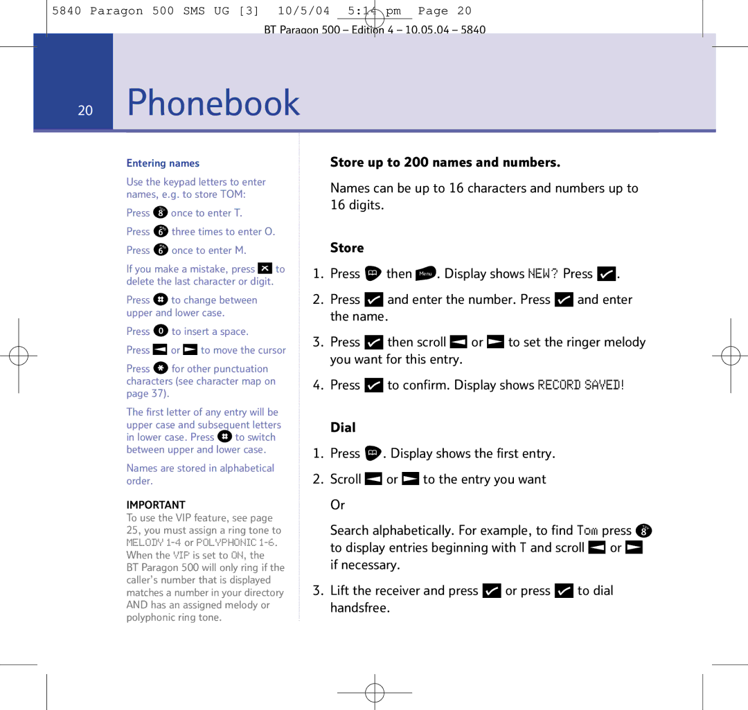 BT PARAGON 500 manual Phonebook, If necessary 