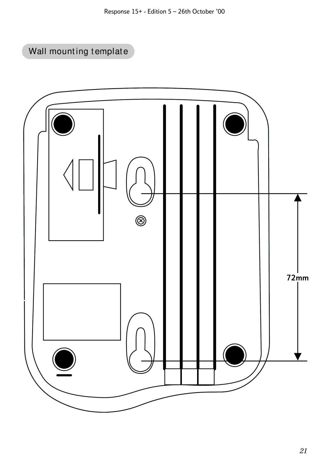 BT Response 15+ manual Wall mounting template, 72mm 