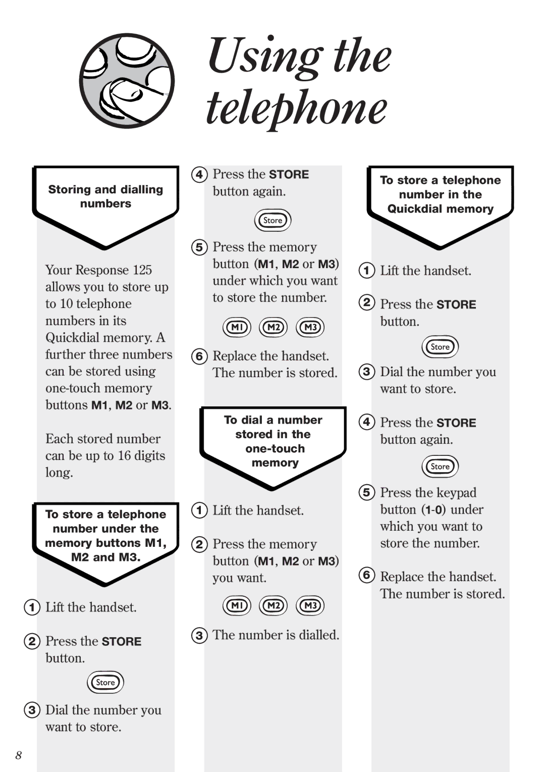 BT Response Phone, 125 manual Using the telephone 