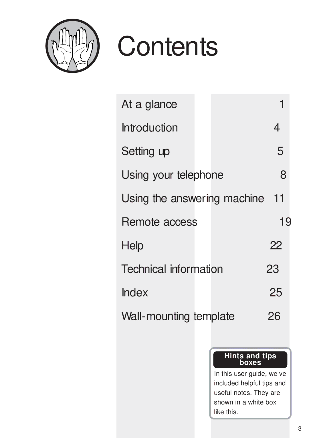 BT 125, Response Phone manual Contents 