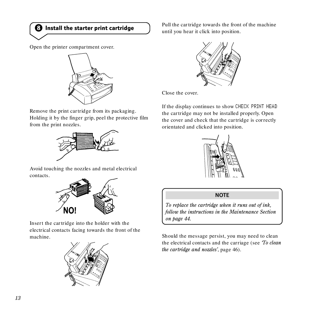 BT Copier, Scanner, PaperJet 55E manual Install the starter print cartridge 