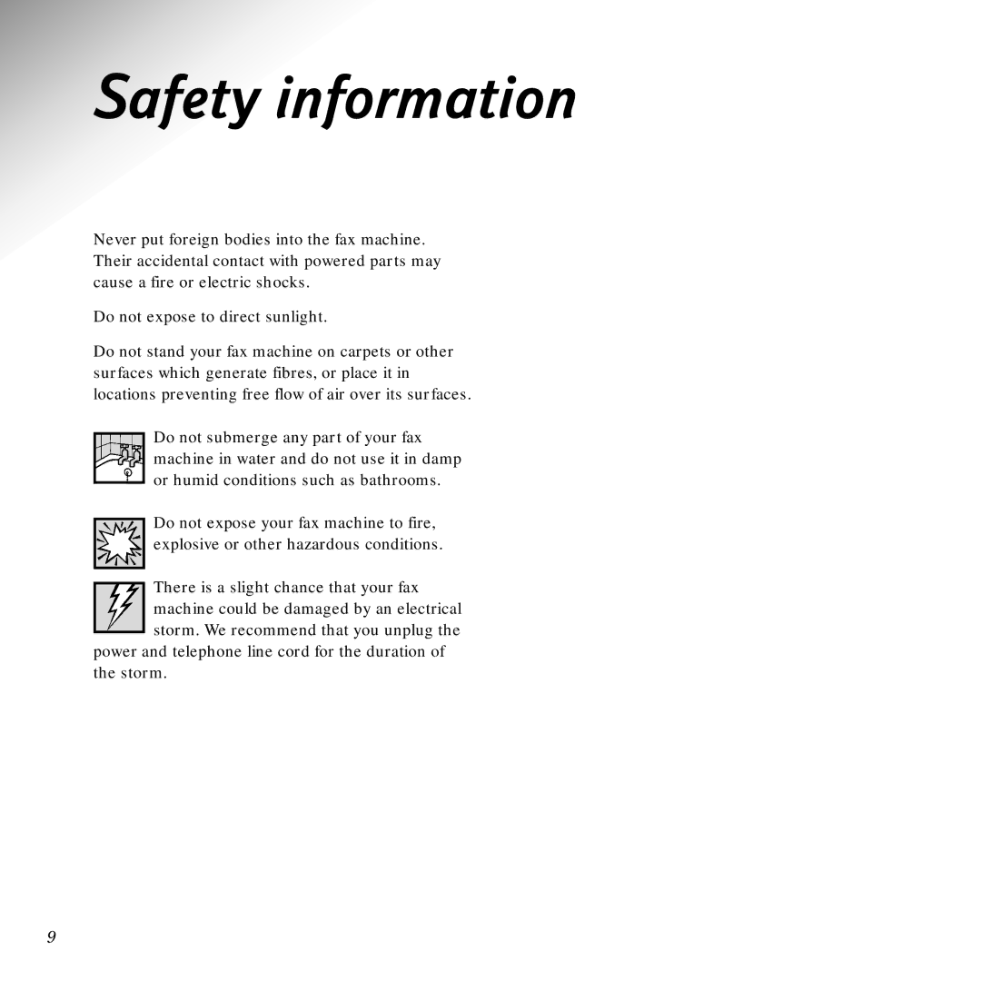 BT Copier, Scanner, PaperJet 55E manual Safety information 