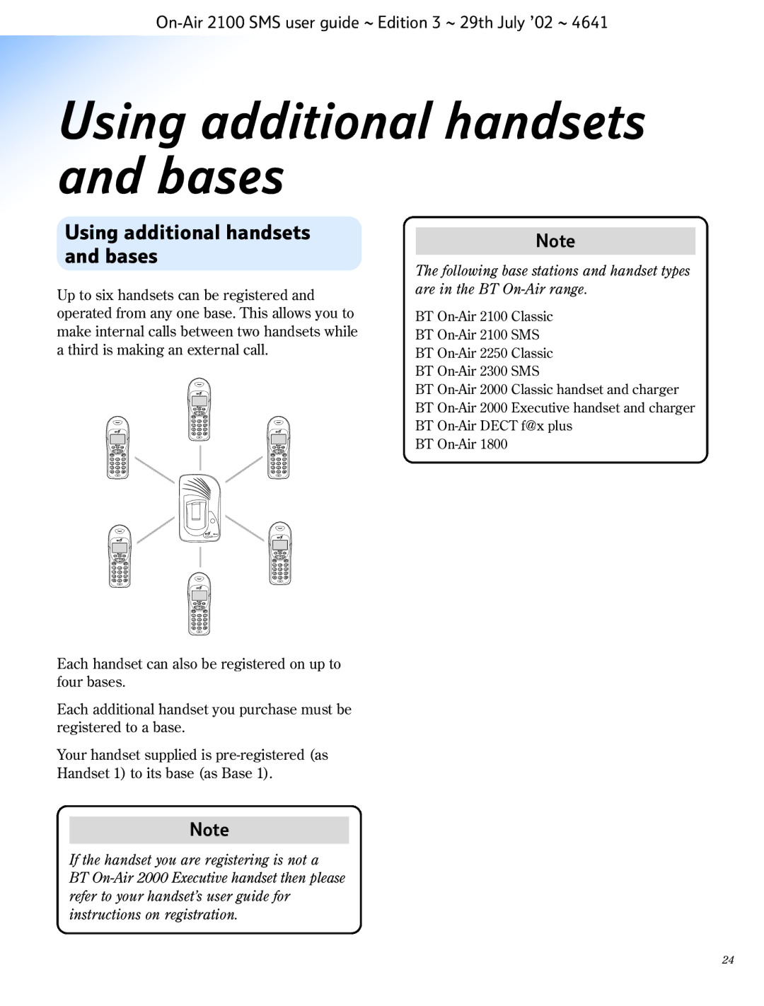 BT SMS manual Using additional handsets and bases 