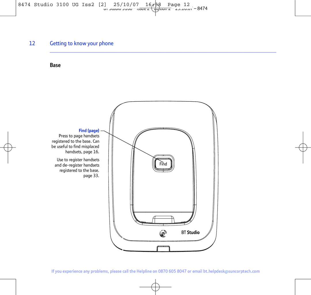 BT Studio 3100 manual Base 