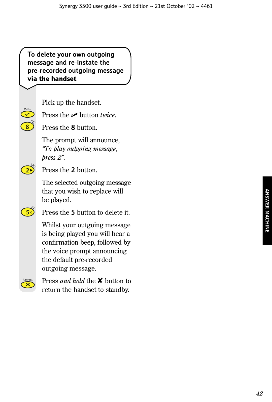 BT Synergy 3500 manual Abc 