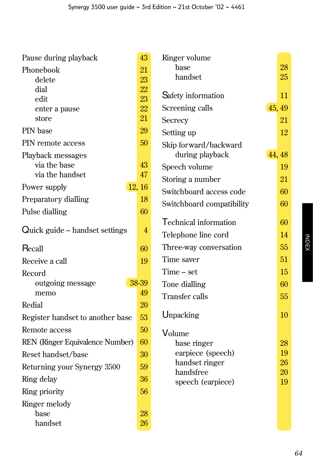 BT manual Synergy 3500 user guide ~ 3rd Edition ~ 21st October ’02 ~ 