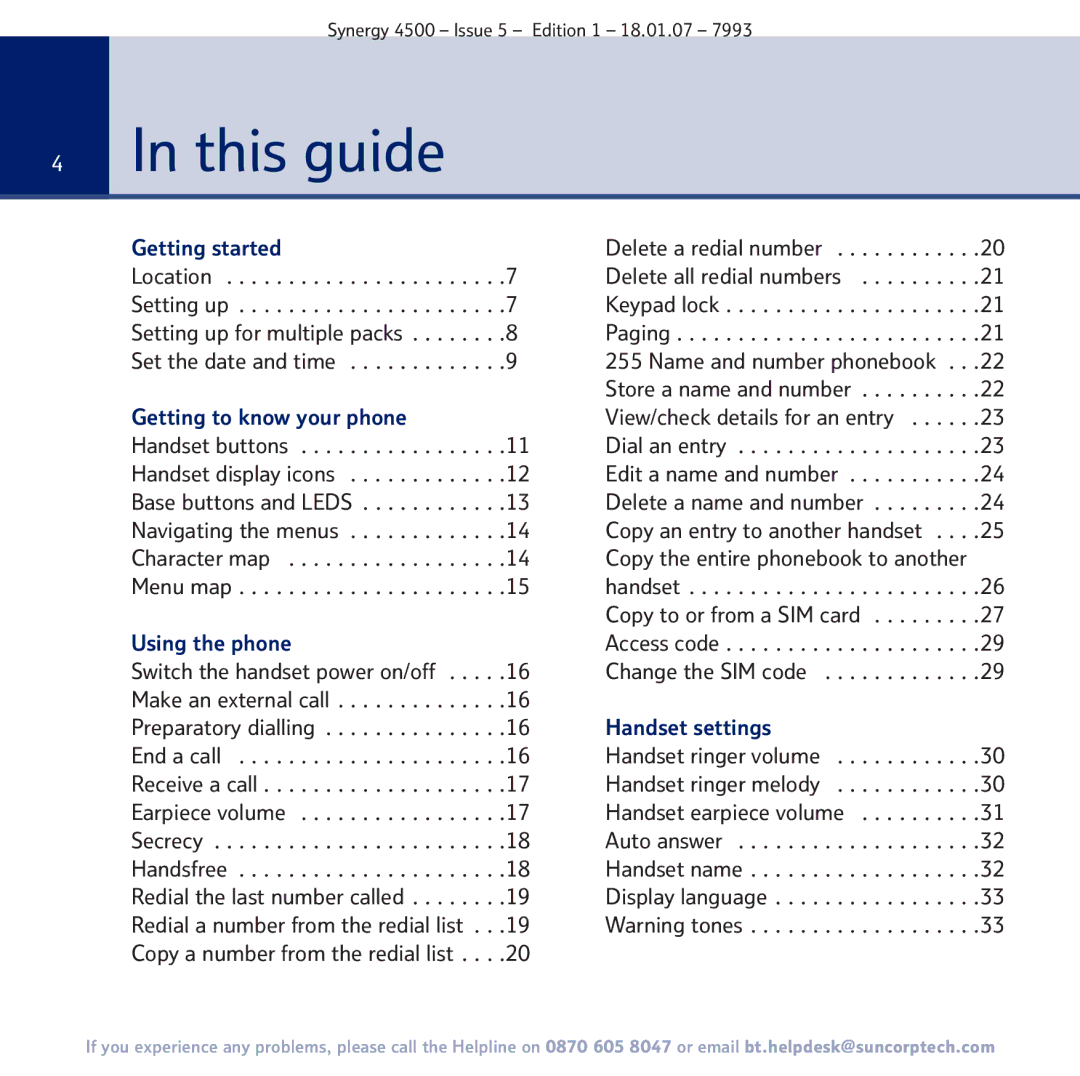 BT SYNERGY 4500 manual This guide 