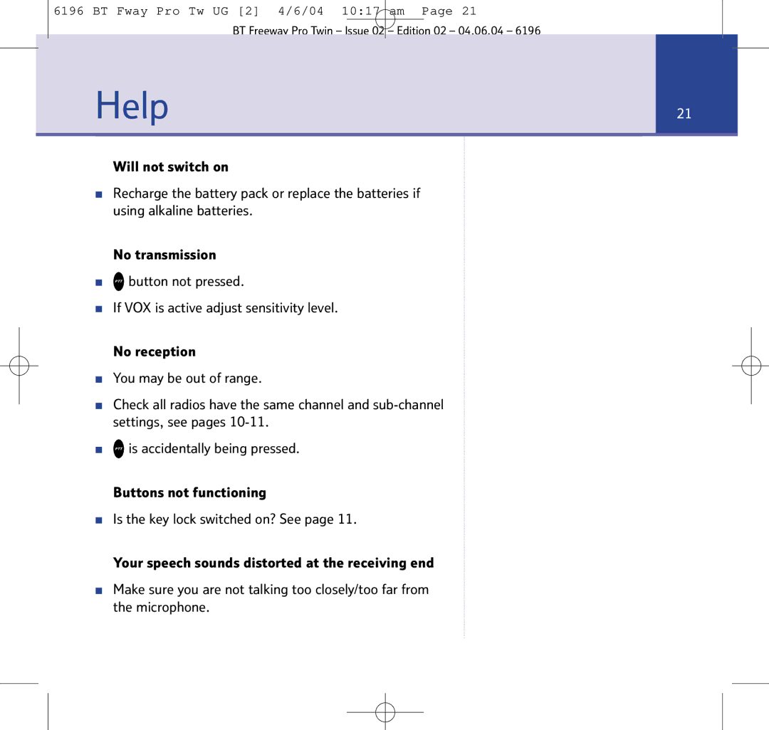 BT Twin Radio manual Help 