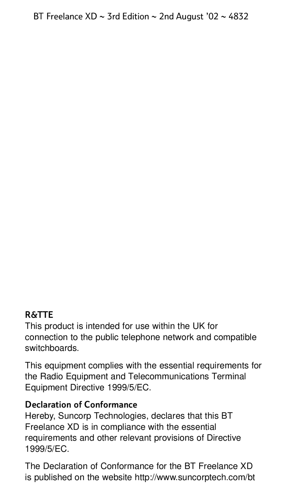 BT Twin manual Tte, Declaration of Conformance 