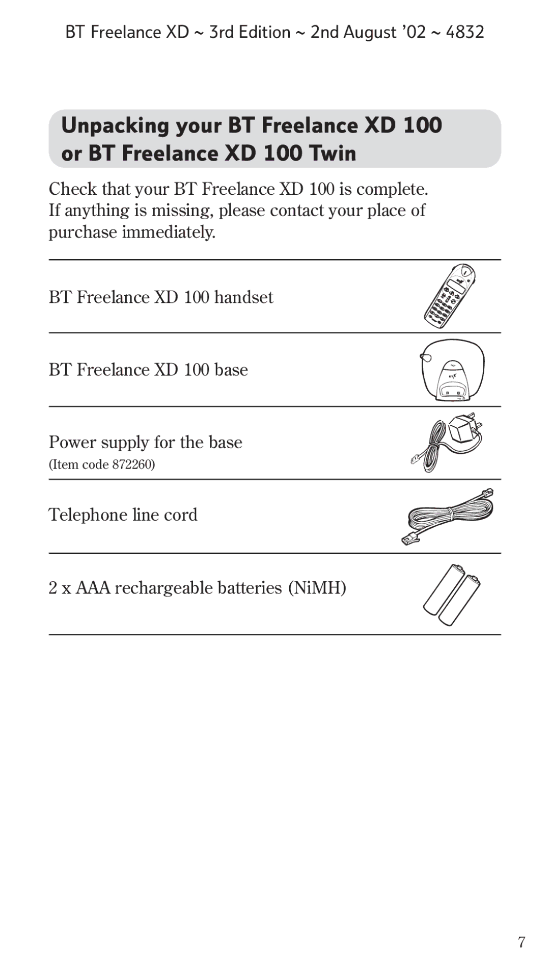 BT Twin manual Telephone line cord AAA rechargeable batteries NiMH 