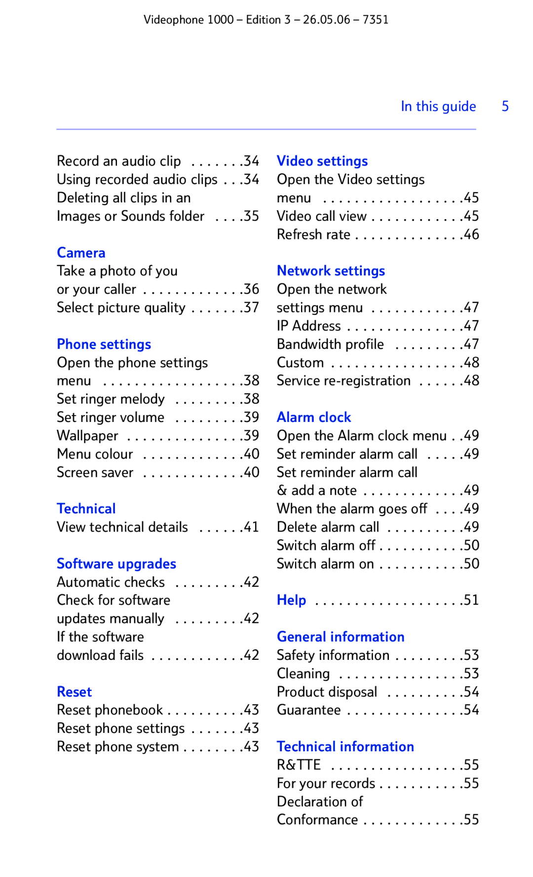 BT Videophone 1000 manual Take a photo of you, Or your caller Open the network, IP Address, Wallpaper, Delete alarm call 