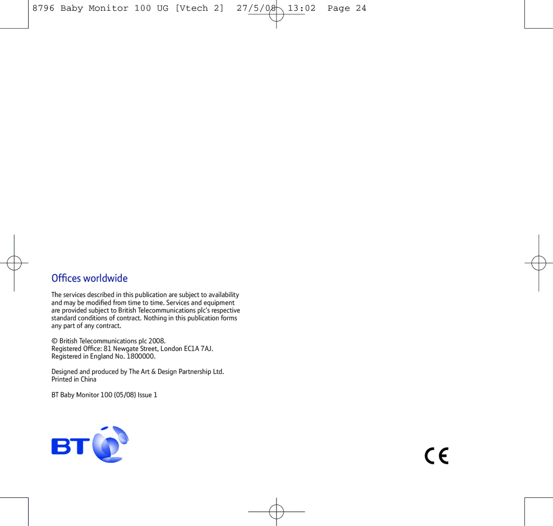 BT VTECH manual Ofﬁces worldwide 