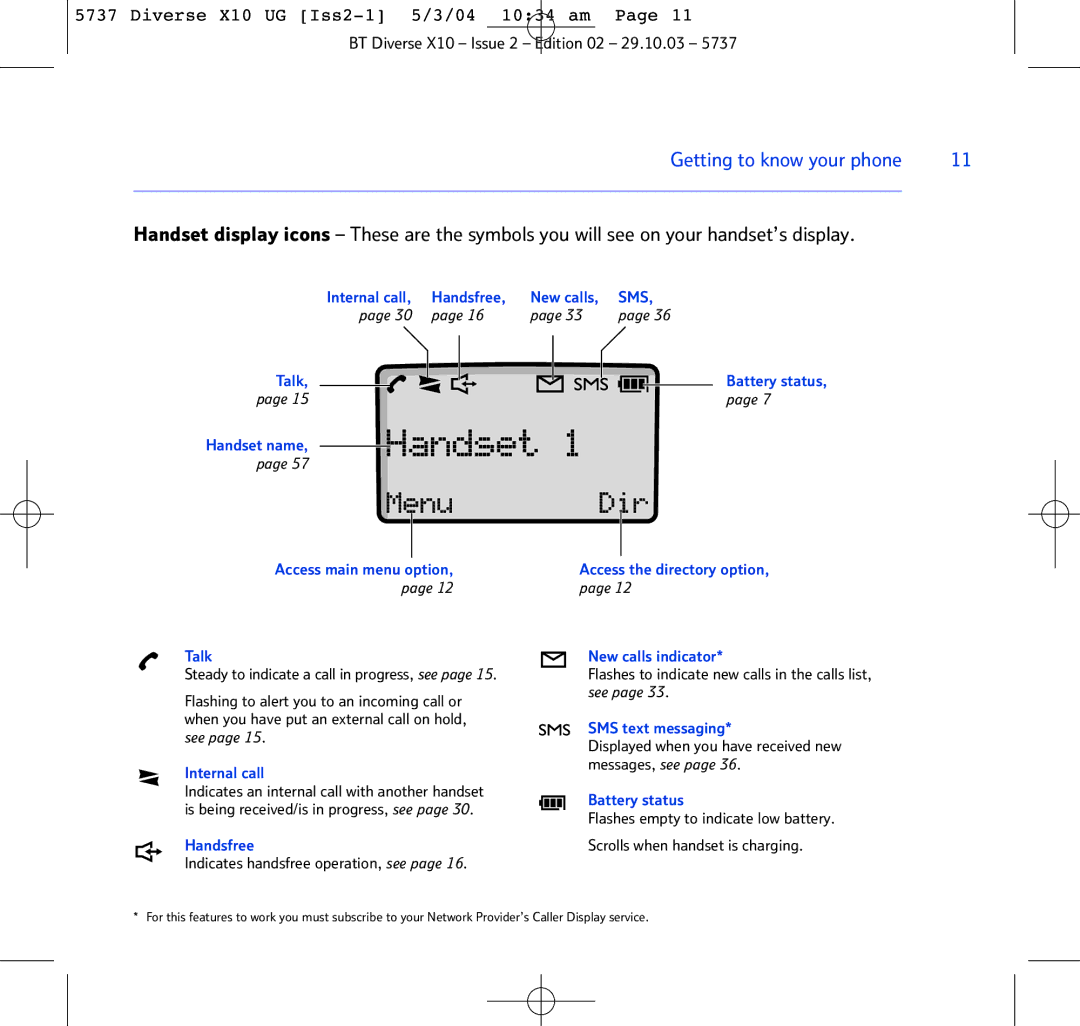 BT X10 manual Getting to know your phone 