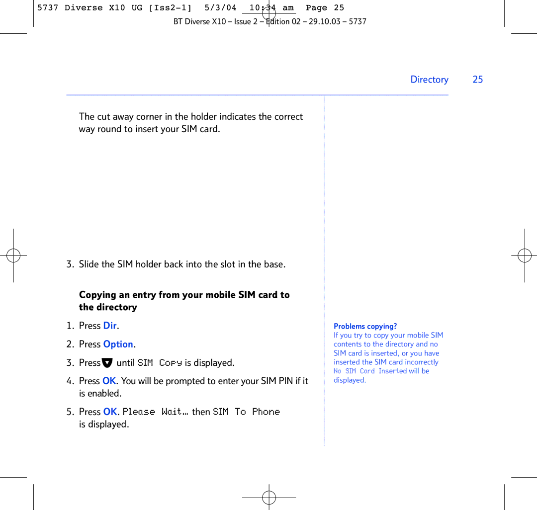 BT X10 manual Problems copying? 