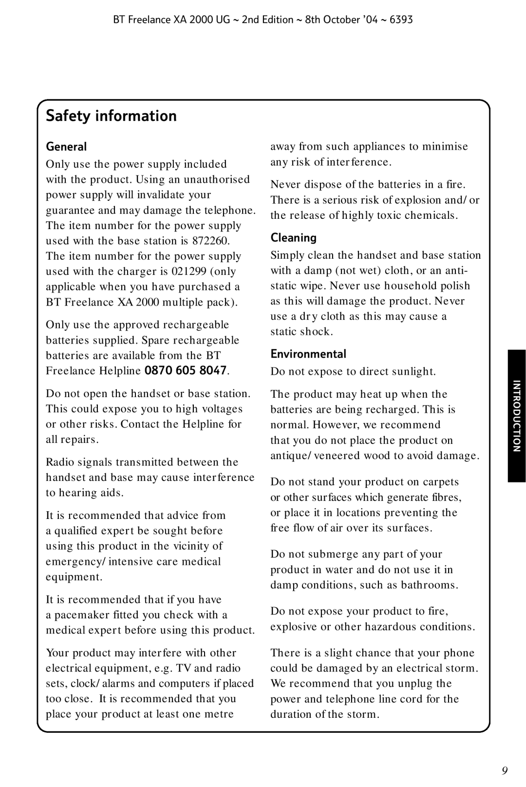 BT XA 2000 manual Safety information, General 