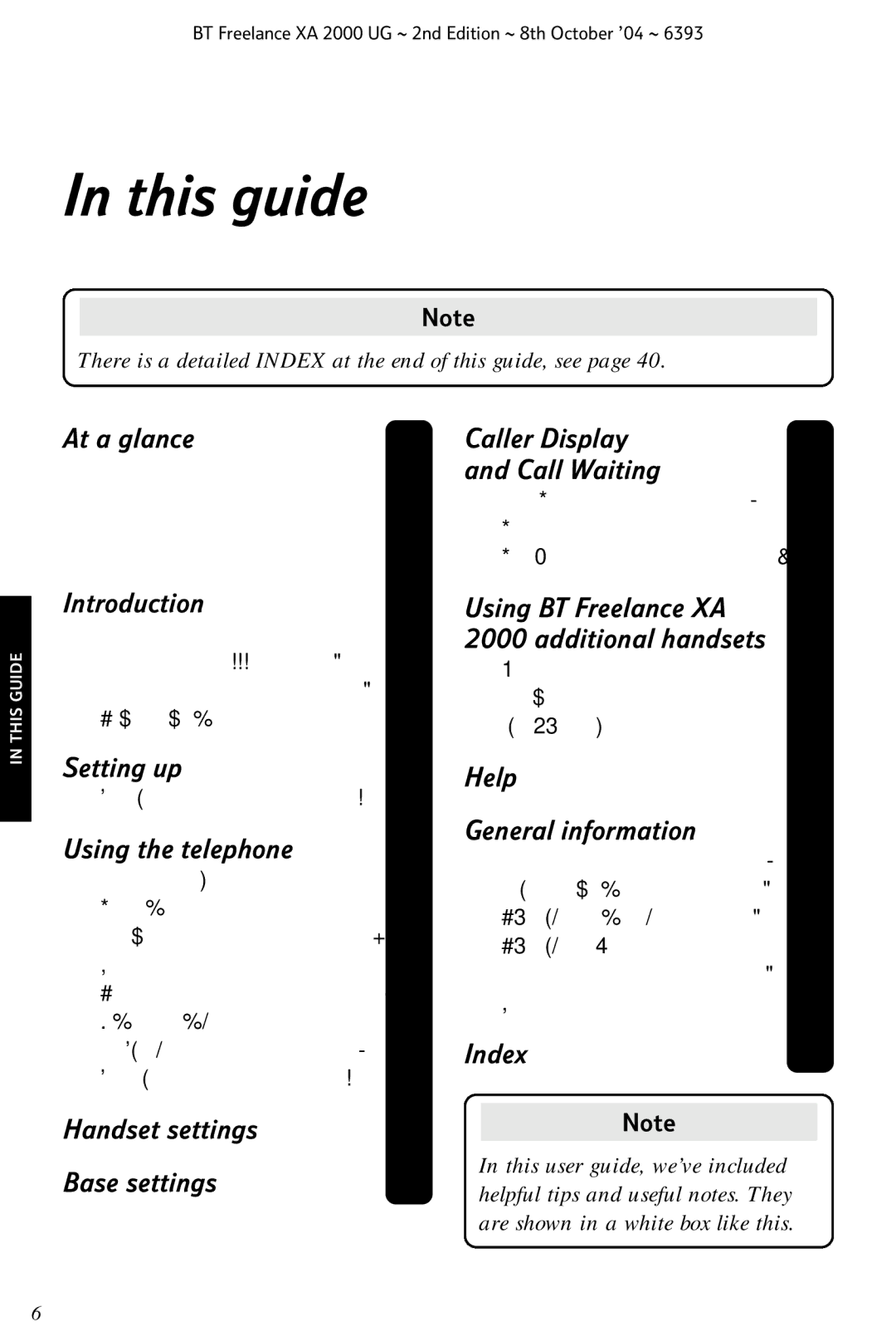 BT XA 2000 manual This guide, There is a detailed Index at the end of this guide, see 