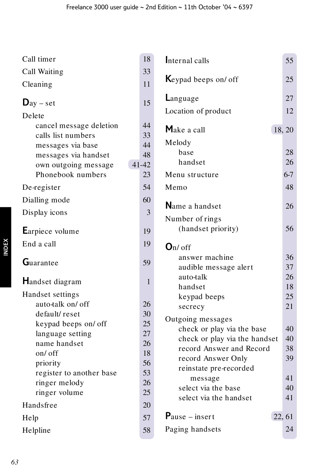 BT XA 3000 manual Index 