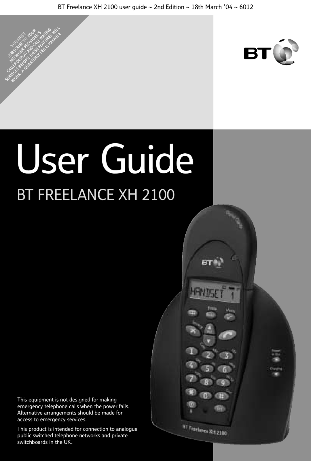 BT XH 2100 manual User Guide 