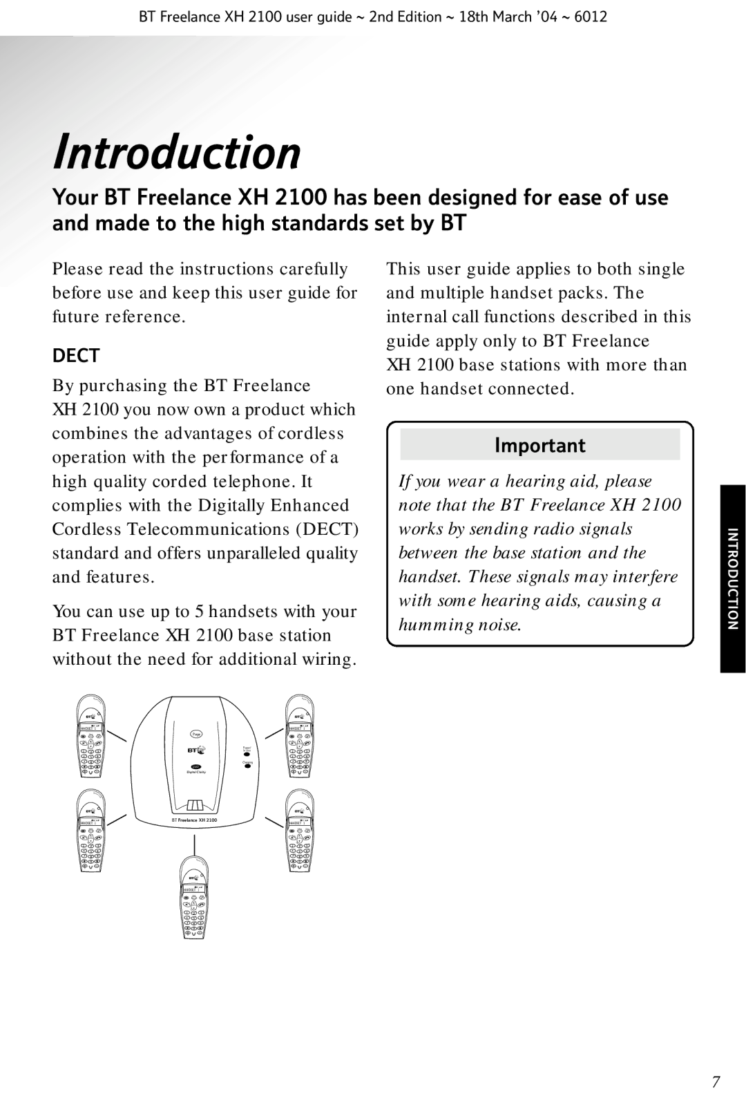 BT XH 2100 manual Introduction, Dect 