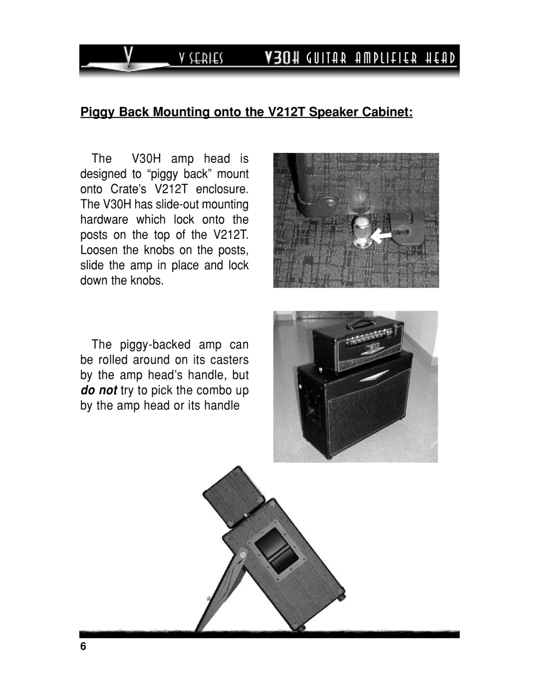 Budda V30H manual Piggy Back Mounting onto the V212T Speaker Cabinet 