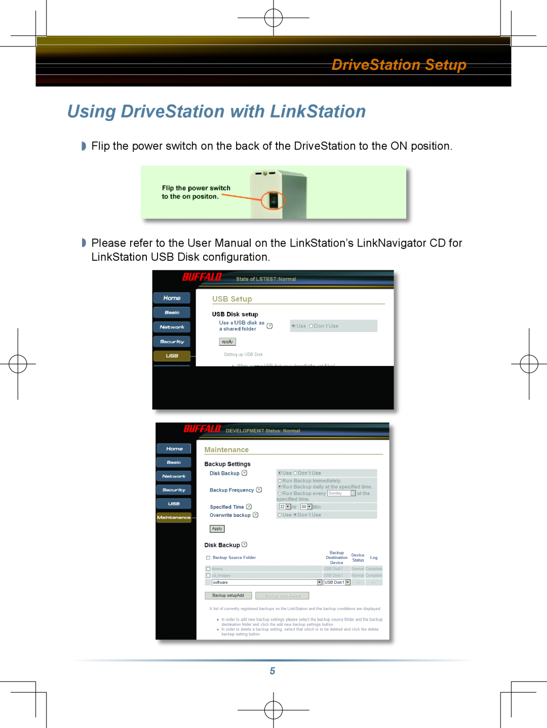 Buffalo Technology HD-HBU2 setup guide Using DriveStation with LinkStation, DriveStation Setup 