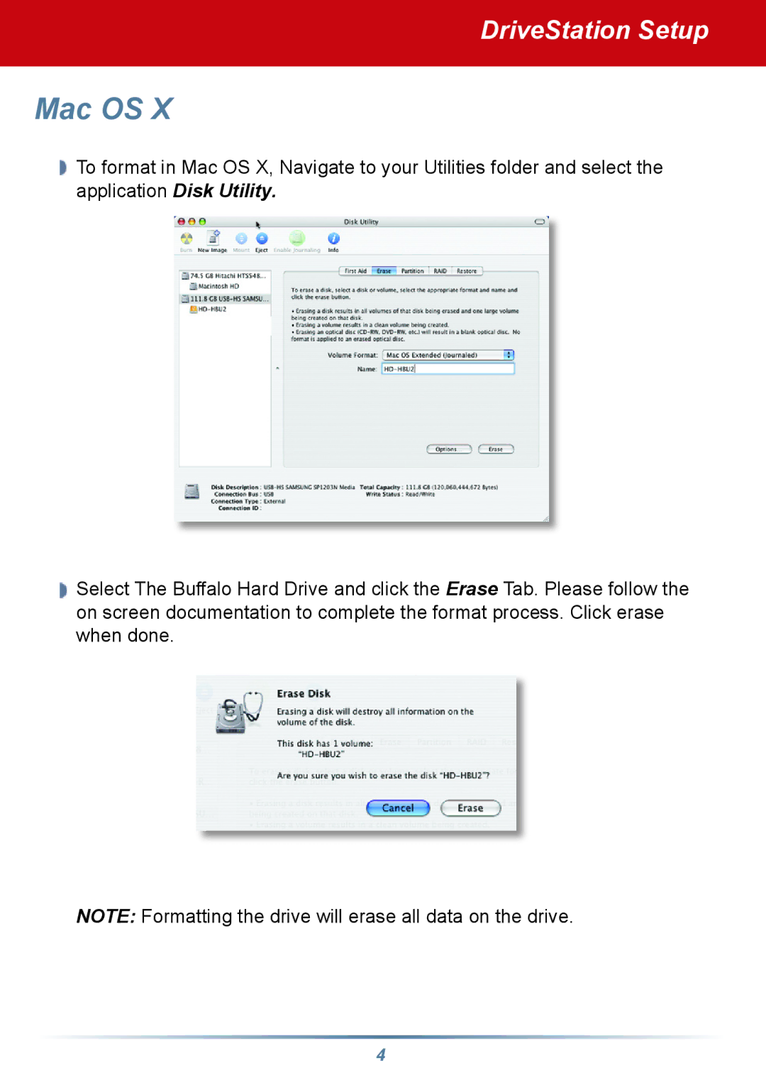 Buffalo Technology HD-HBXXXU2 setup guide Mac OS 