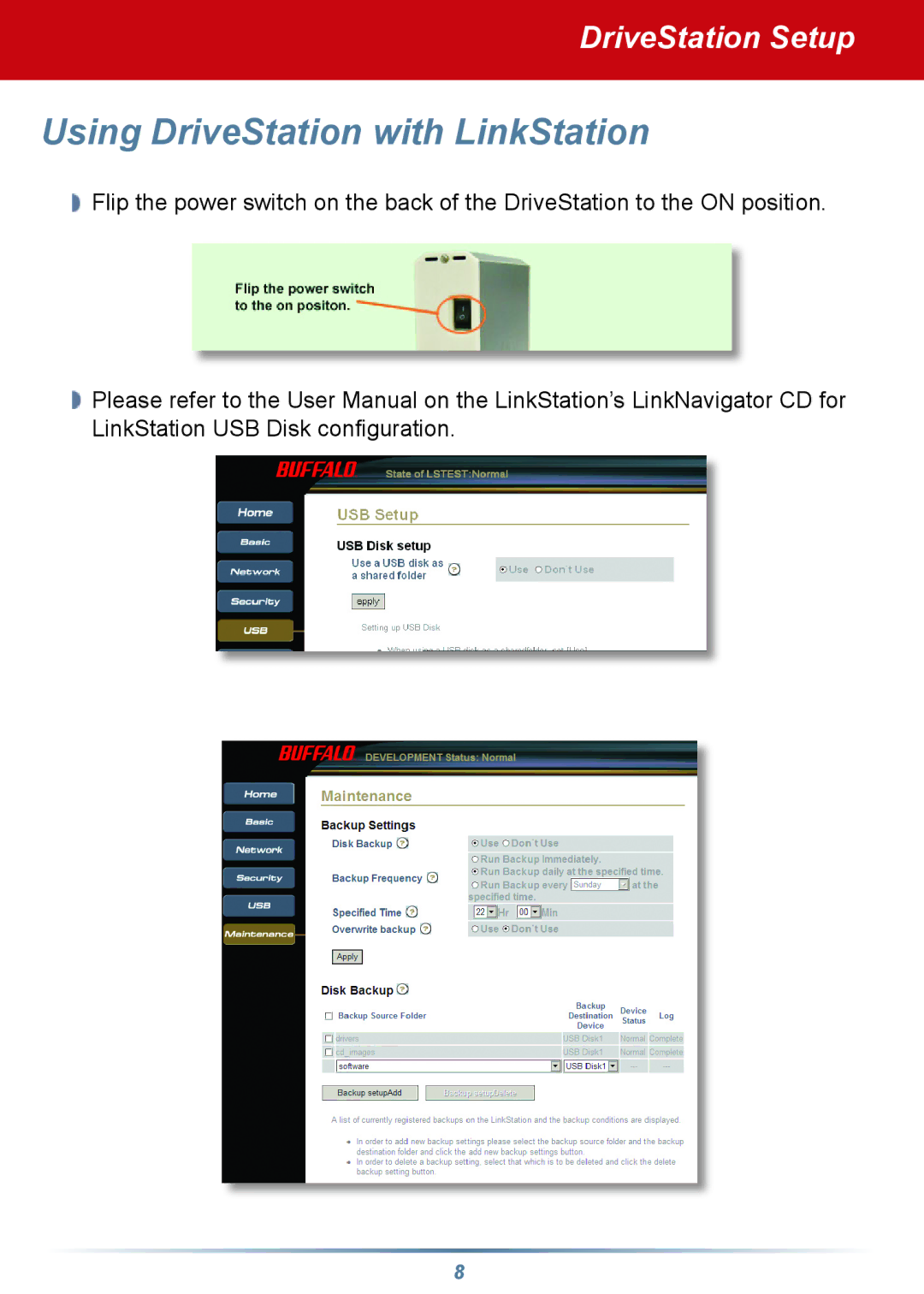 Buffalo Technology HD-HBXXXU2 setup guide Using DriveStation with LinkStation 