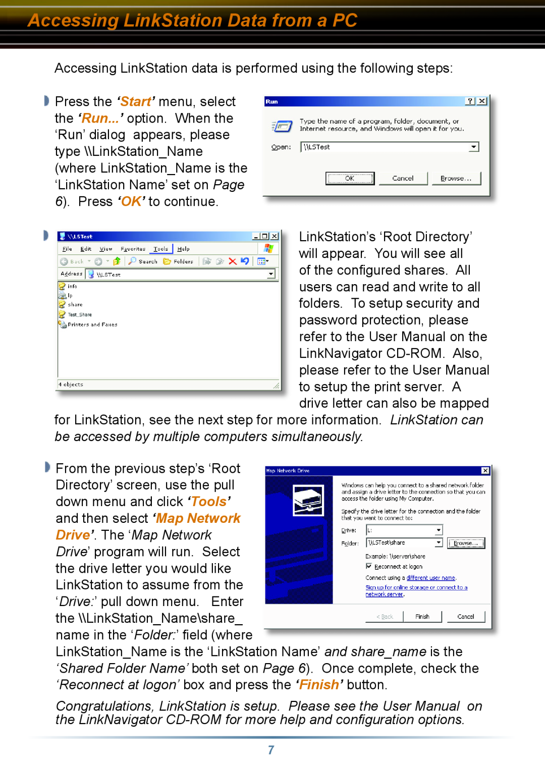 Buffalo Technology HD-HGLAN Series setup guide Accessing LinkStation Data from a PC 