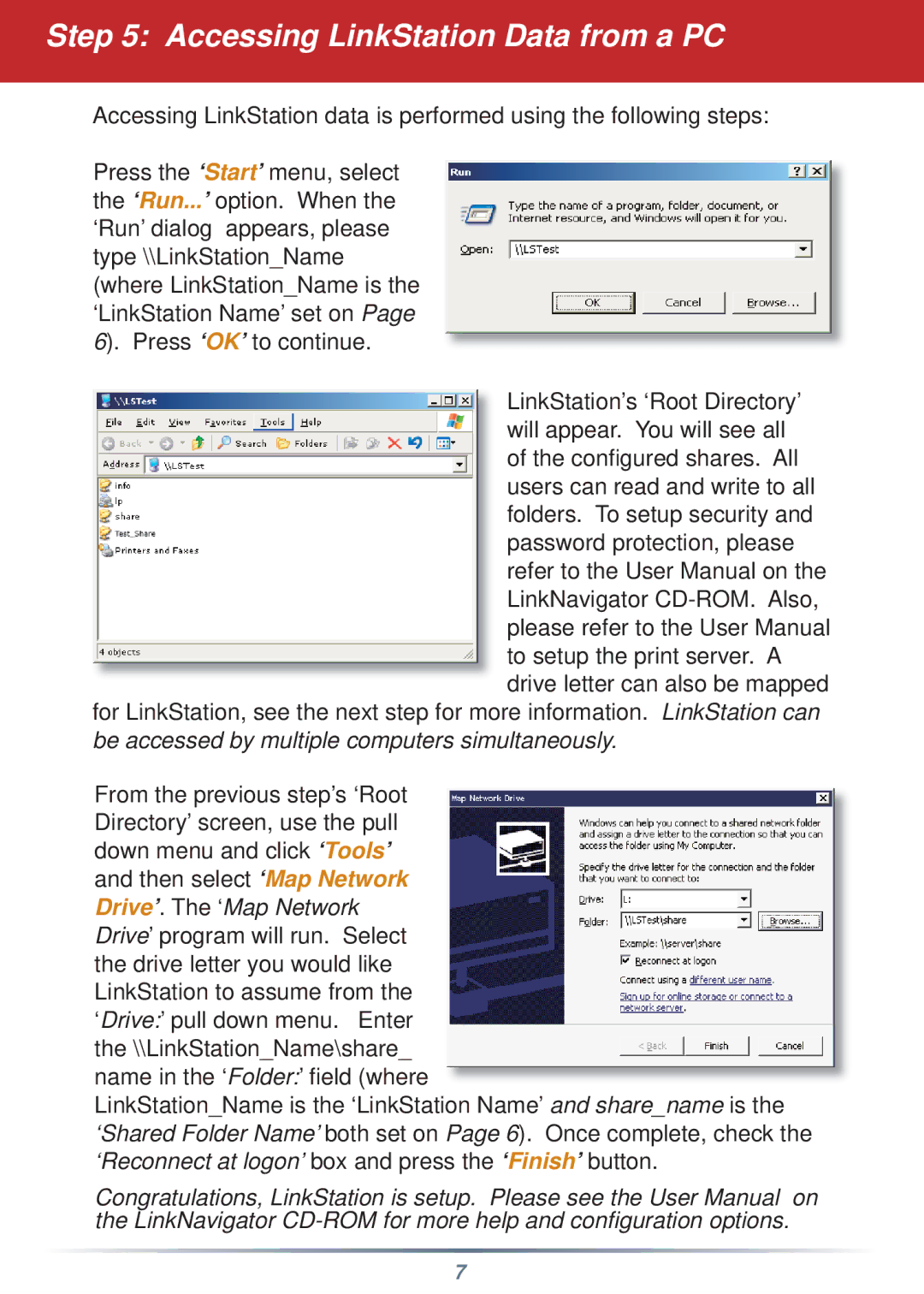 Buffalo Technology HD-HGLAN setup guide Accessing LinkStation Data from a PC 