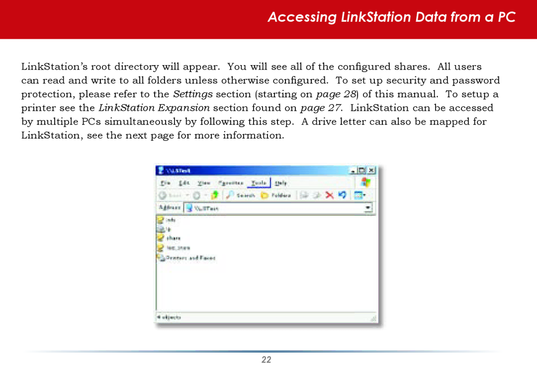 Buffalo Technology HD-HLAN user manual Accessing LinkStation Data from a PC 