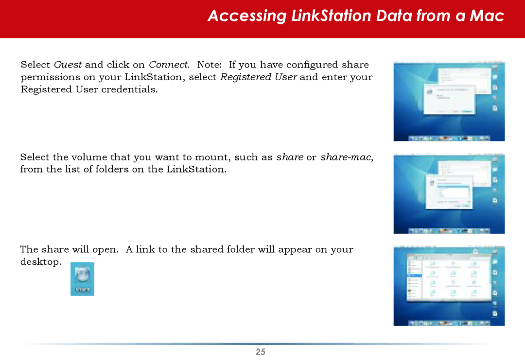 Buffalo Technology HD-HLAN user manual Accessing LinkStation Data from a Mac 