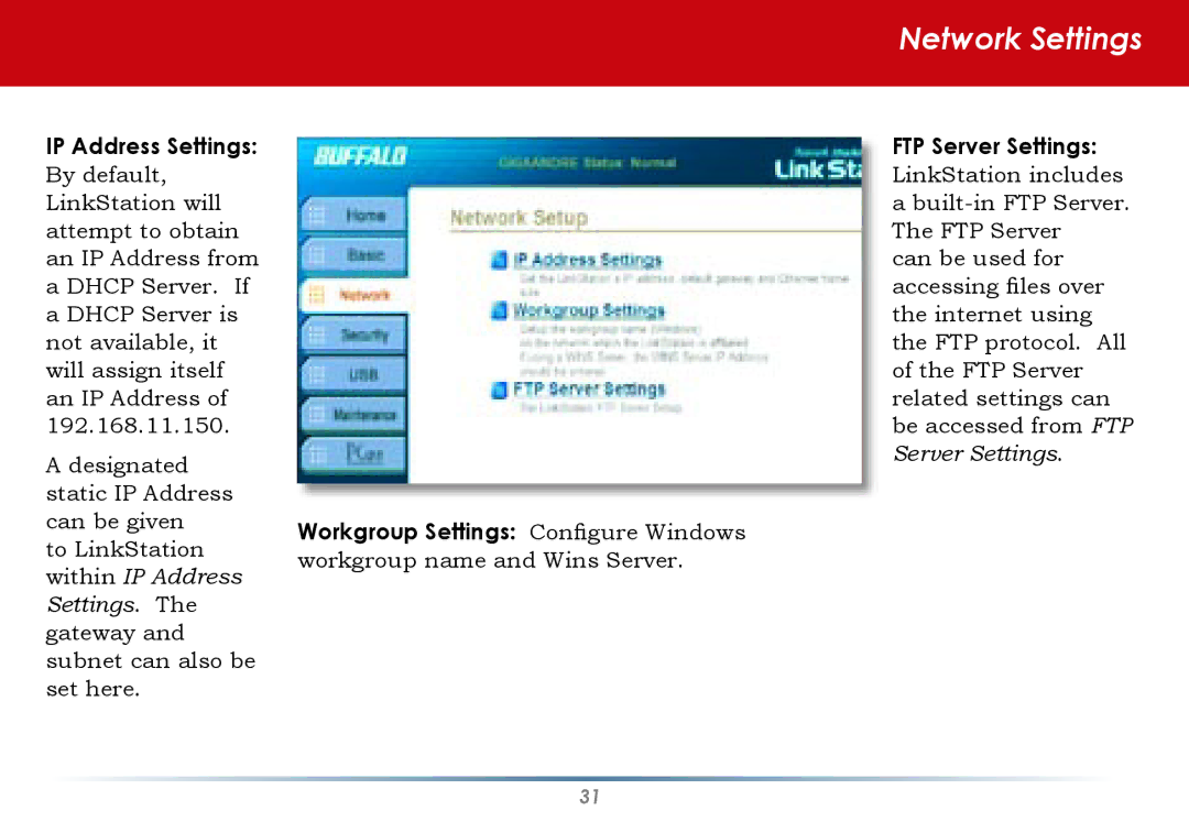 Buffalo Technology HD-HLAN user manual Network Settings 