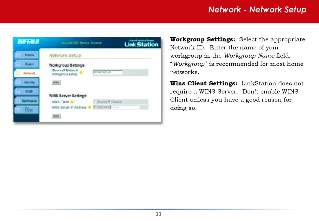 Buffalo Technology HD-HLAN user manual Network Network Setup 