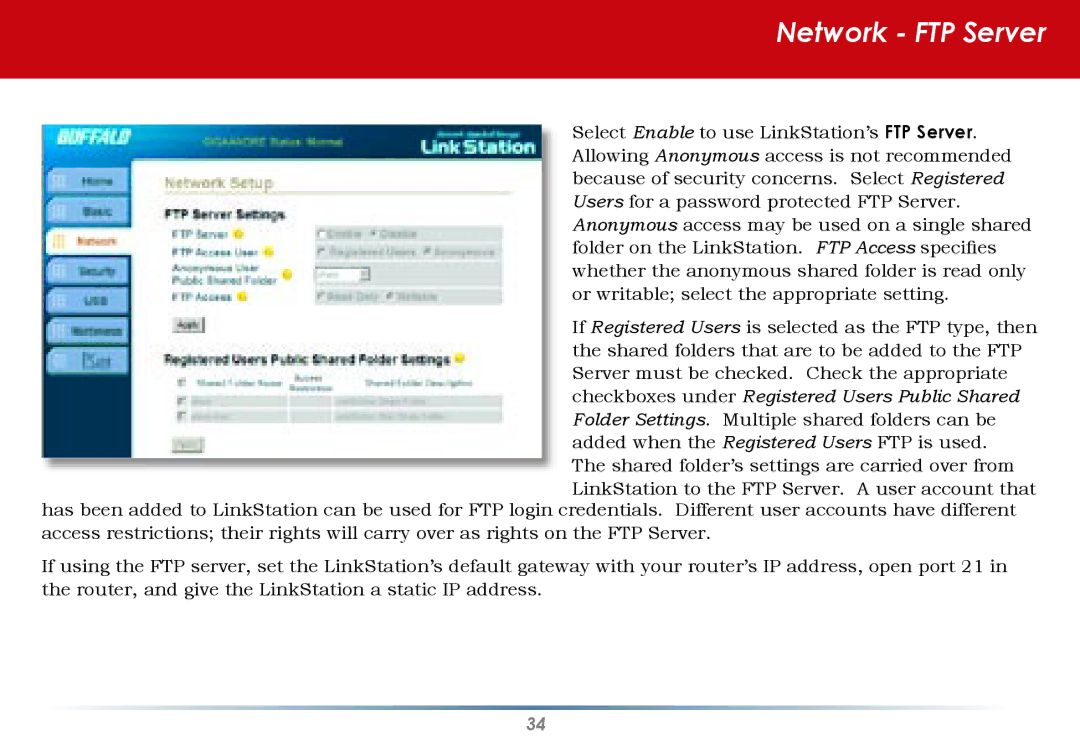 Buffalo Technology HD-HLAN user manual Network FTP Server 