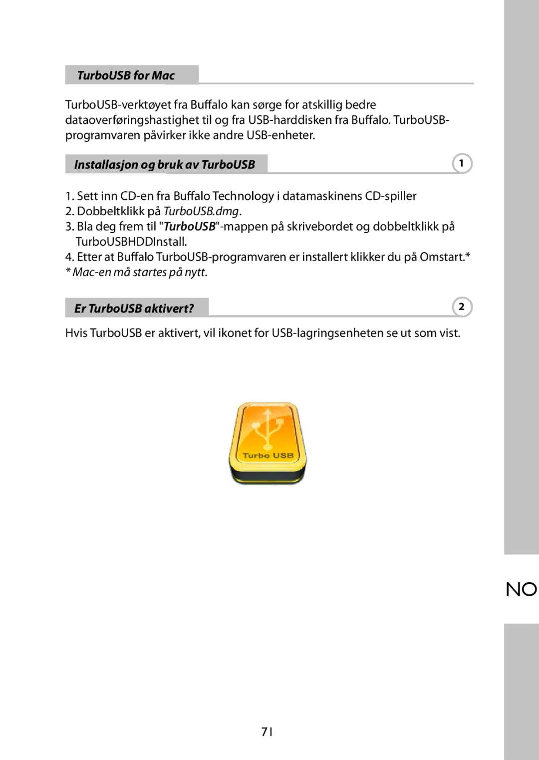 Buffalo Technology HD-PFU2 setup guide Installasjon og bruk av TurboUSB 