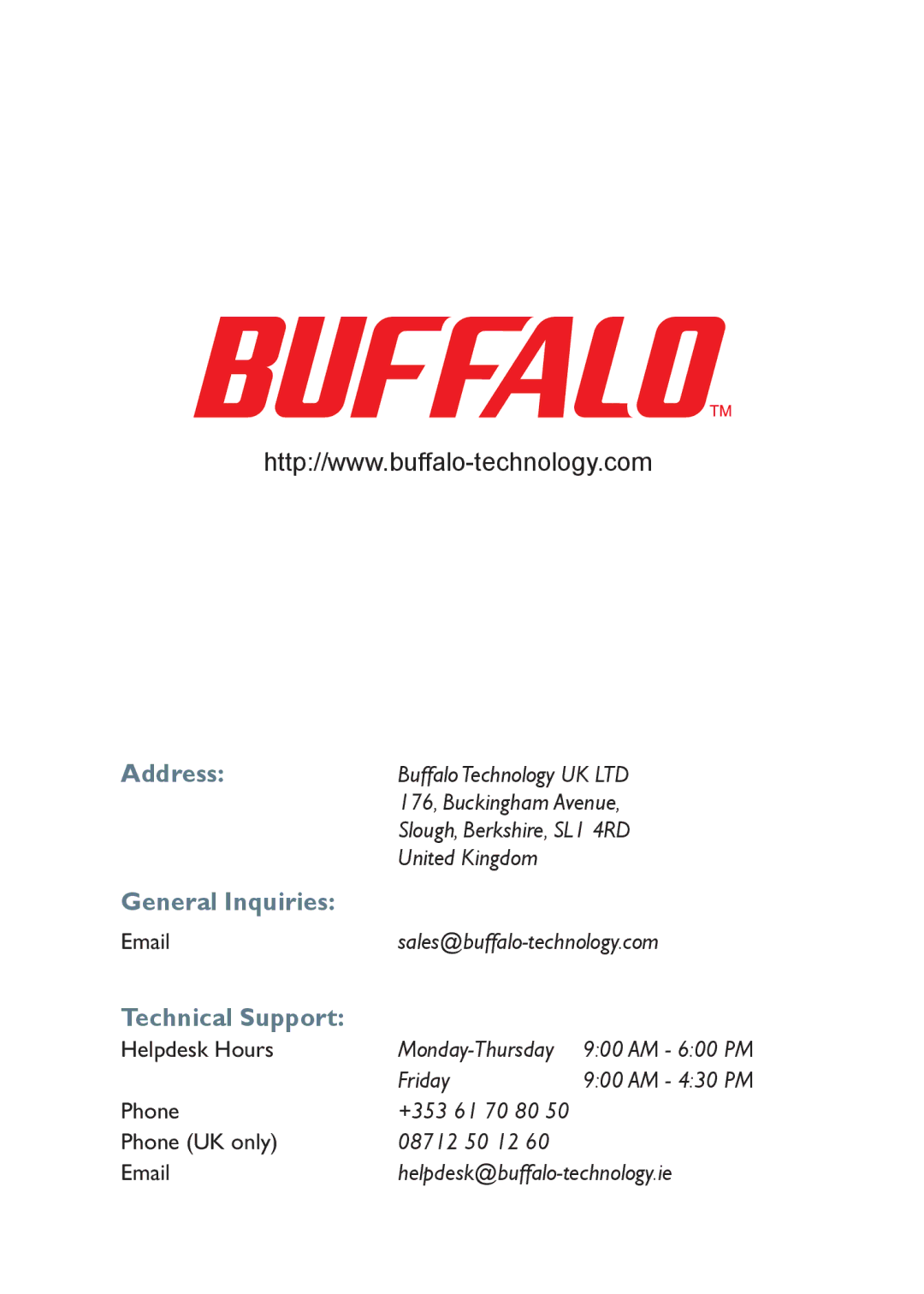 Buffalo Technology HD-PHSxxU2-UC setup guide Address 