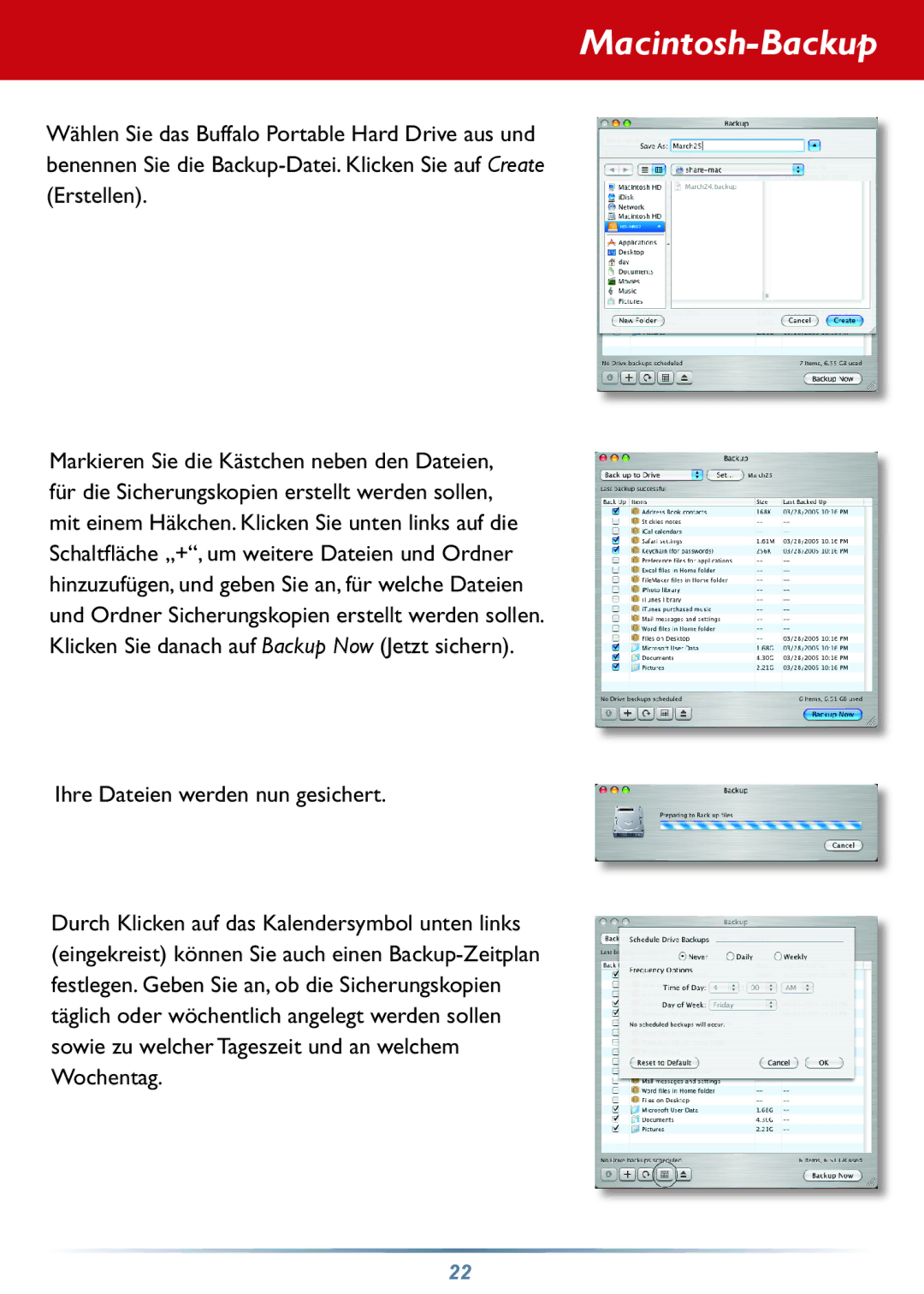 Buffalo Technology HD-PHSxxU2-UC setup guide Macintosh-Backup 