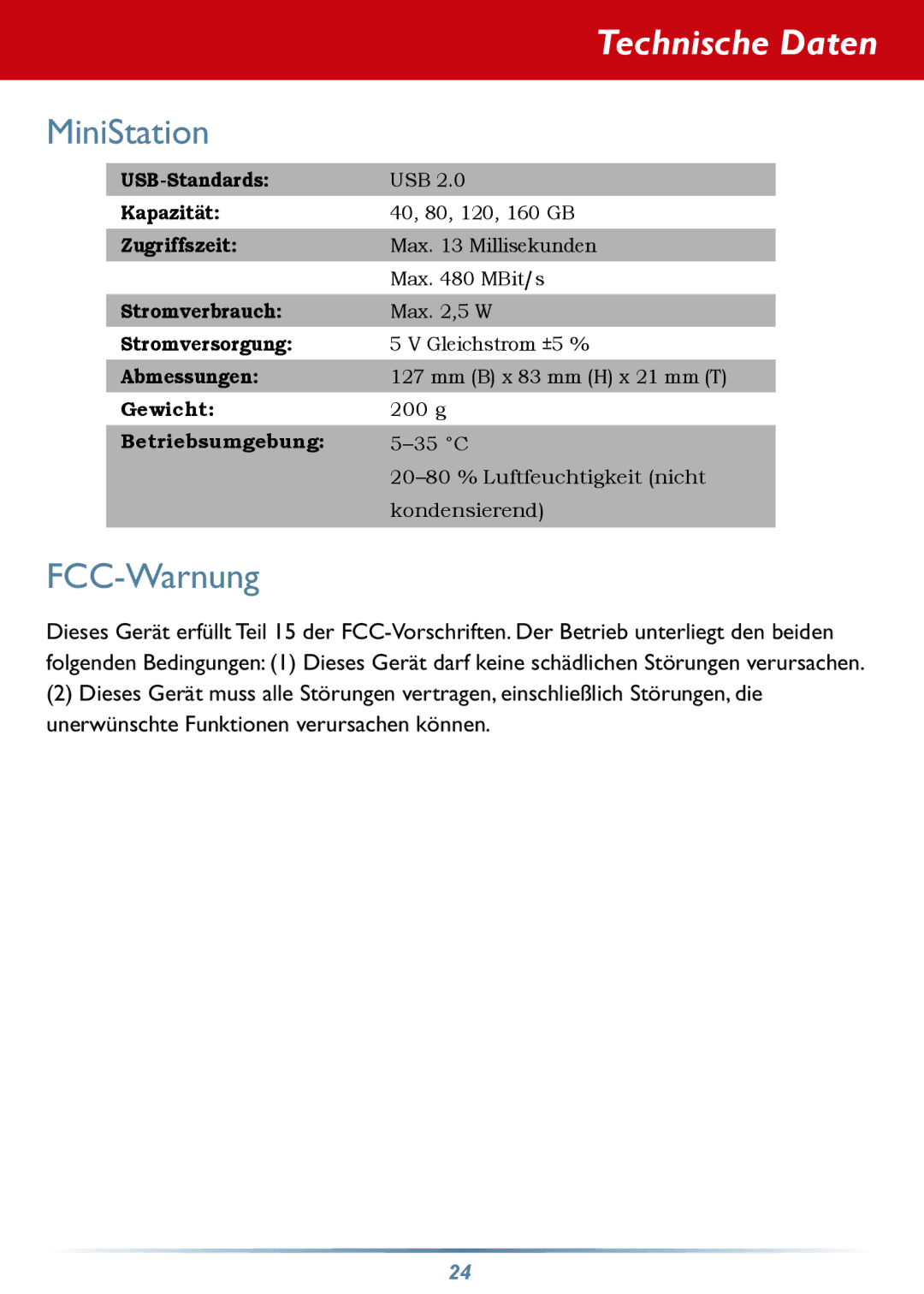 Buffalo Technology HD-PHSxxU2-UC setup guide MiniStation, FCC-Warnung 