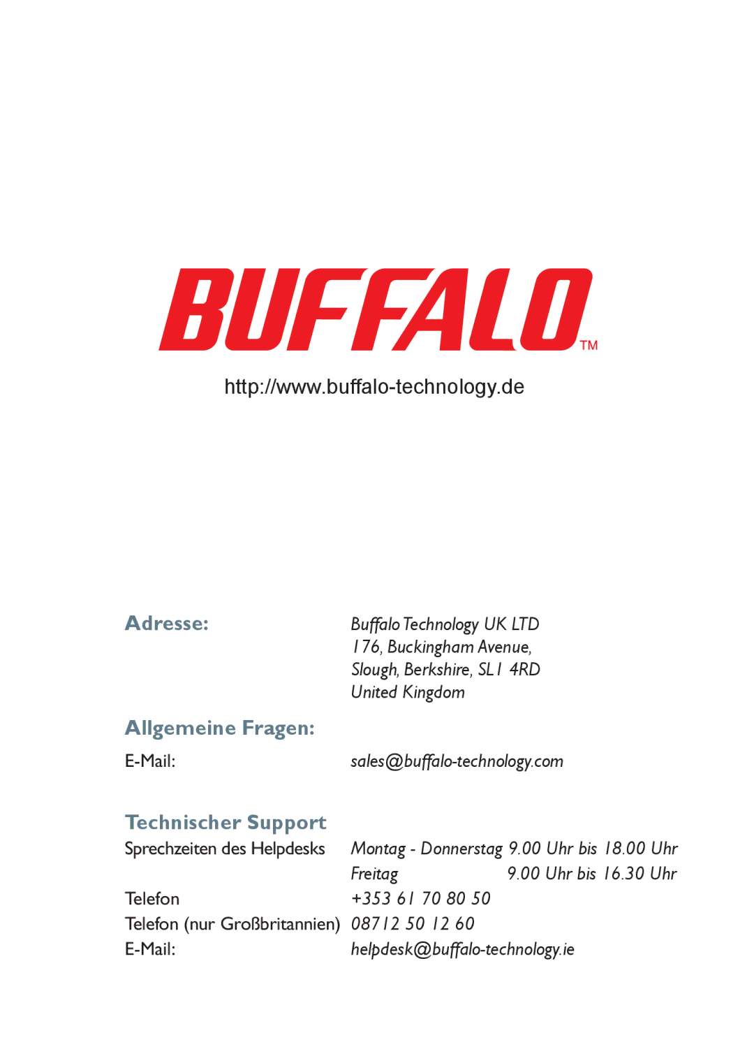 Buffalo Technology HD-PHSxxU2-UC setup guide Adresse 