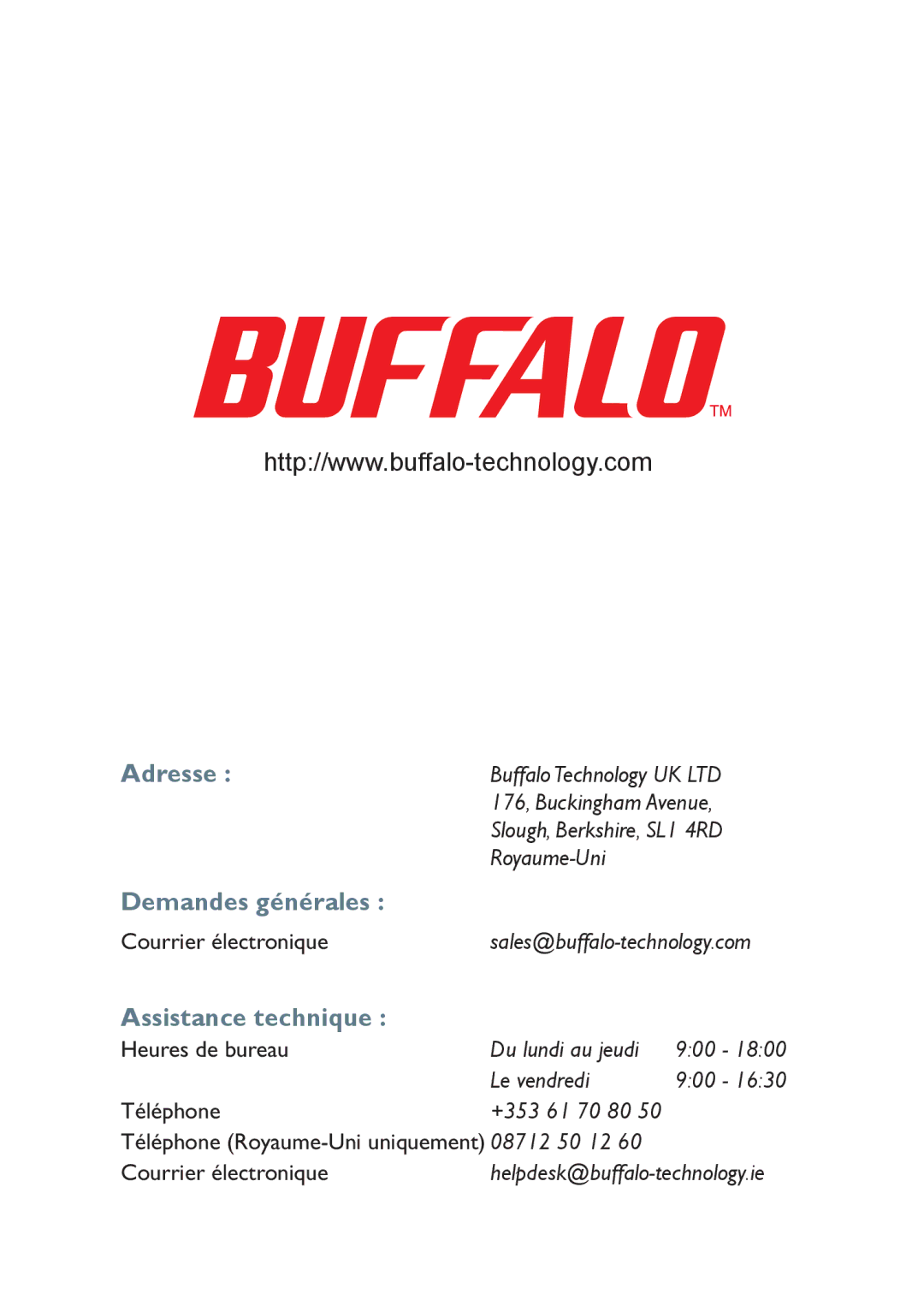 Buffalo Technology HD-PHSxxU2-UC setup guide Demandes générales 