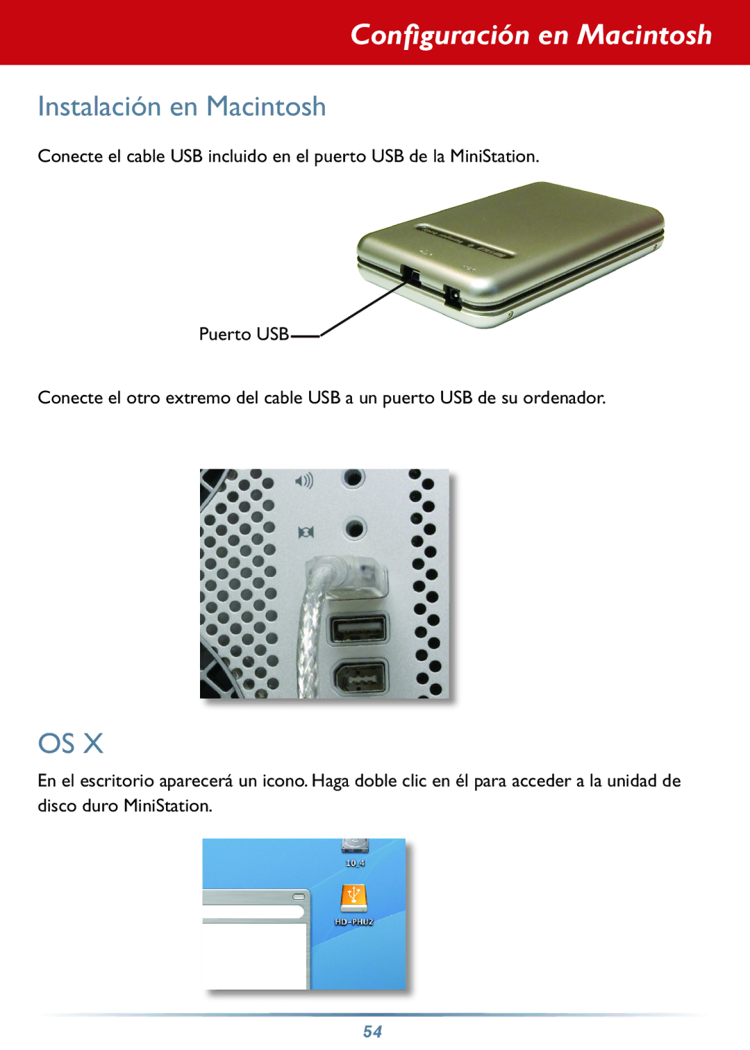 Buffalo Technology HD-PHSxxU2-UC setup guide Configuración en Macintosh, Instalación en Macintosh 