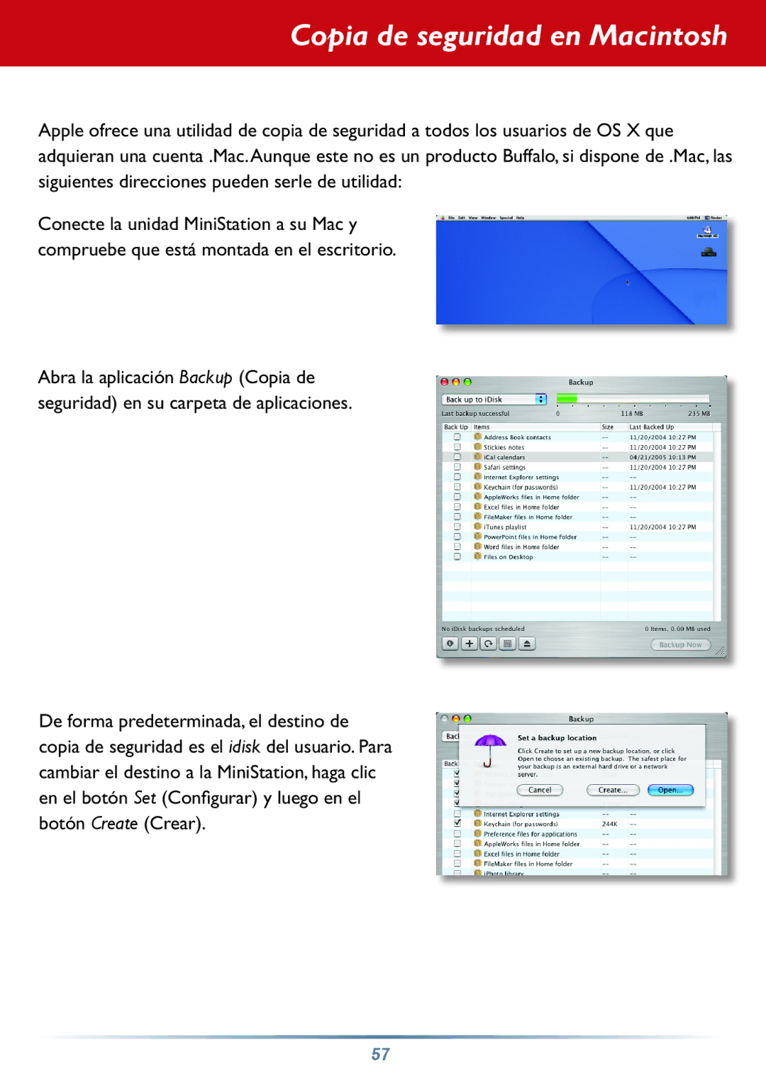Buffalo Technology HD-PHSxxU2-UC setup guide Copia de seguridad en Macintosh 