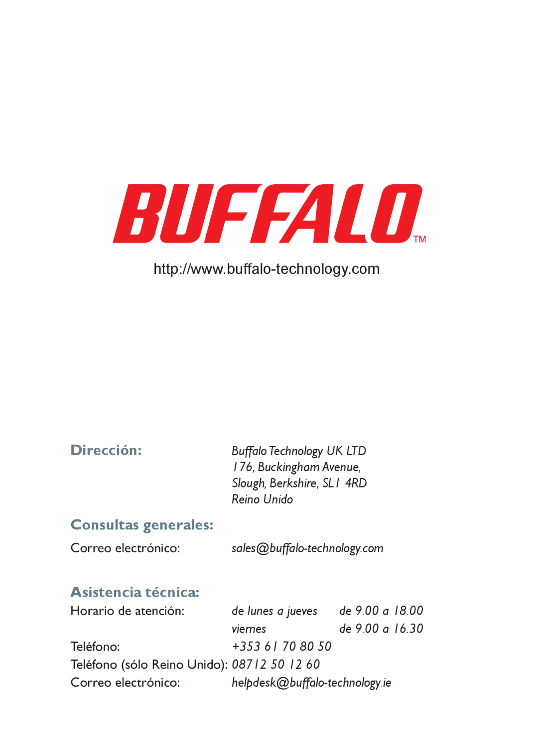 Buffalo Technology HD-PHSxxU2-UC setup guide Dirección 