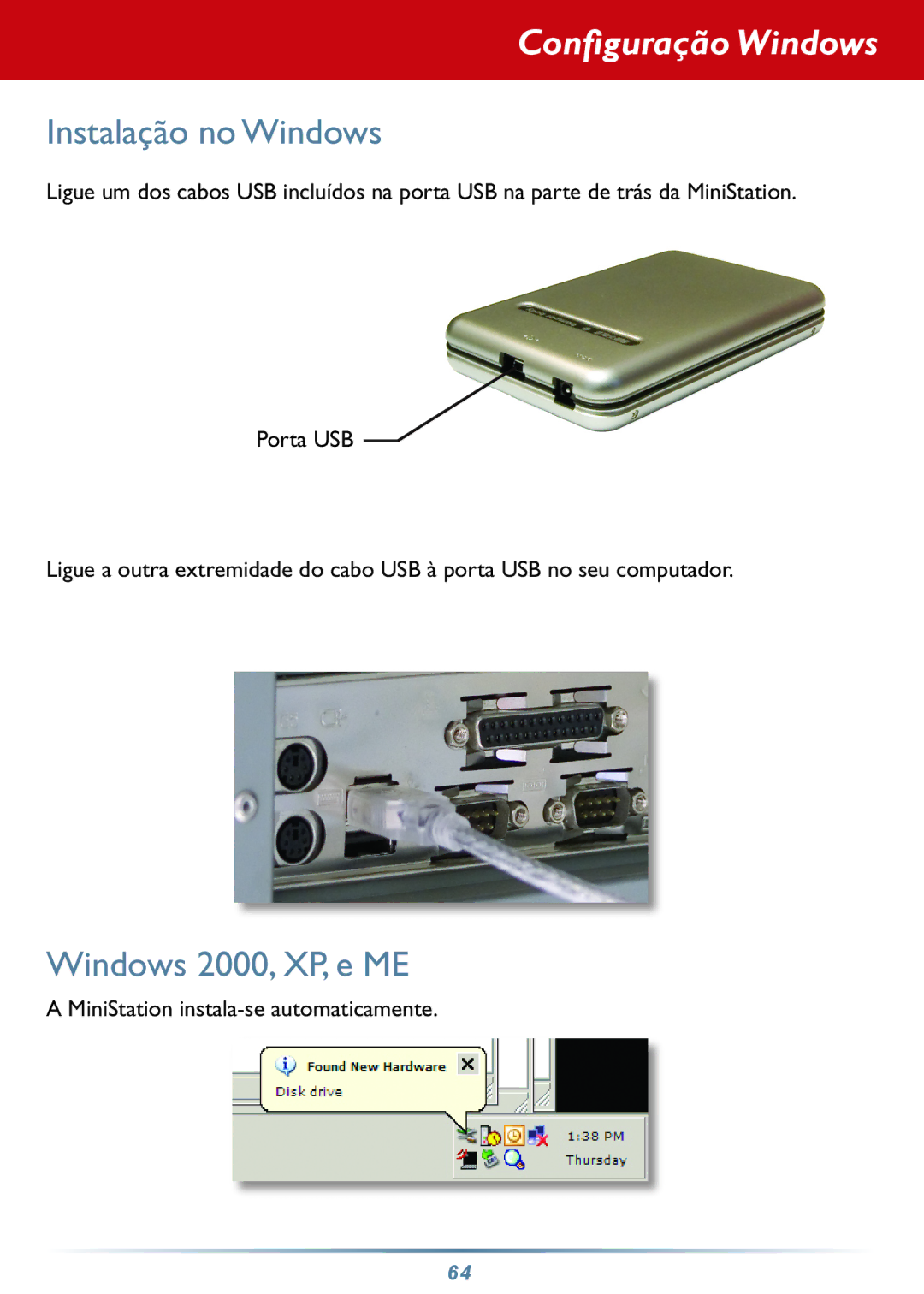 Buffalo Technology HD-PHSxxU2-UC setup guide Configuração Windows, Instalação no Windows, Windows 2000, XP, e ME 