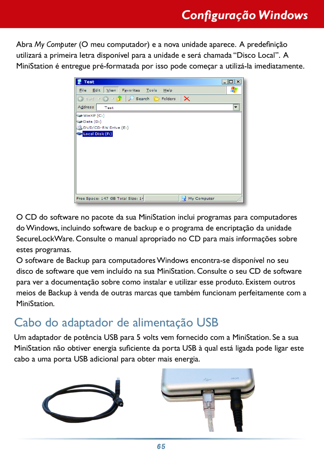 Buffalo Technology HD-PHSxxU2-UC setup guide Cabo do adaptador de alimentação USB 