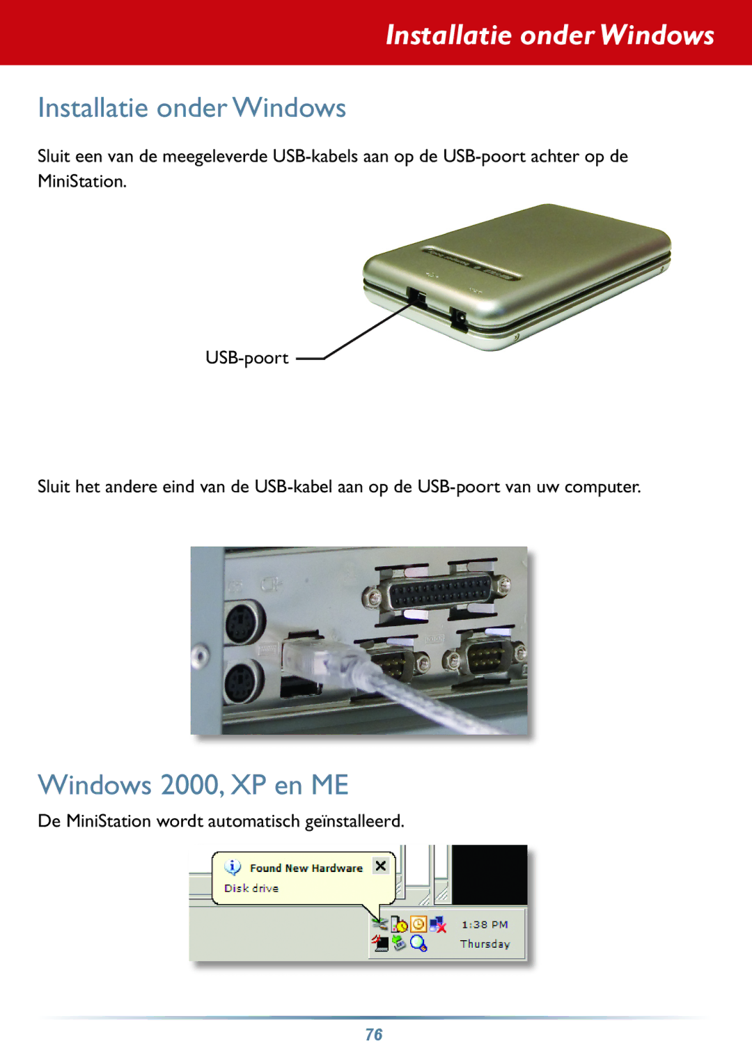 Buffalo Technology HD-PHSxxU2-UC setup guide Installatie onder Windows, Windows 2000, XP en ME 