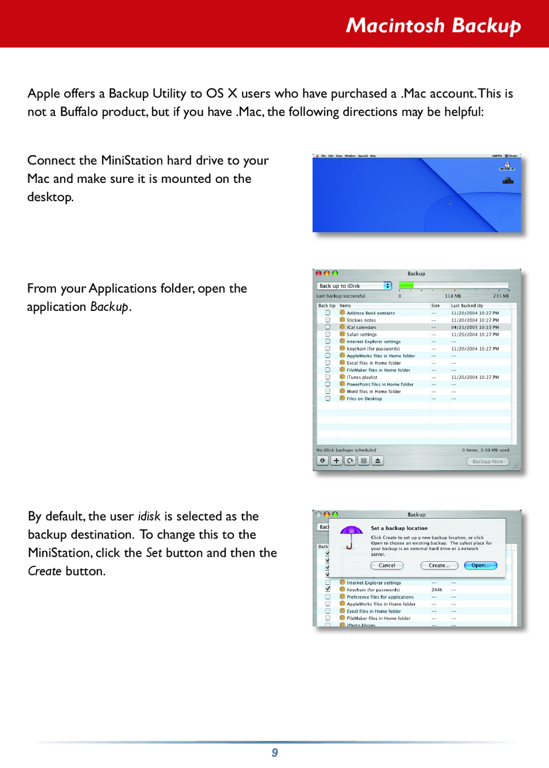 Buffalo Technology HD-PHSxxU2-UC setup guide Macintosh Backup 