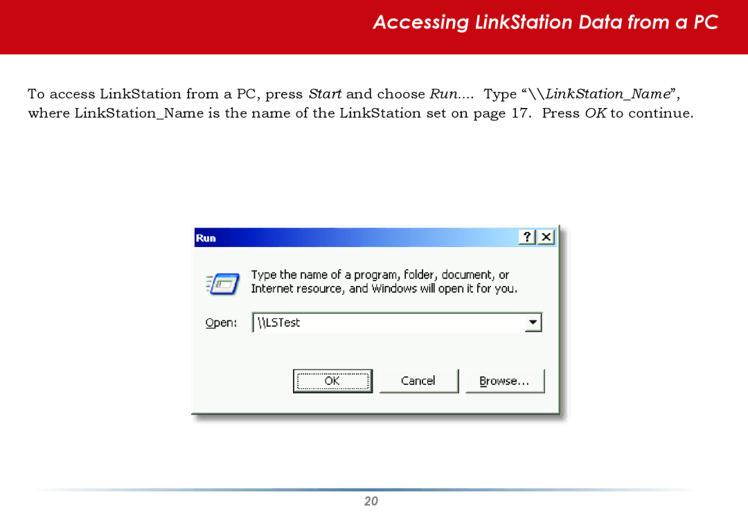 Buffalo Technology HS-DGL Series user manual Accessing LinkStation Data from a PC 