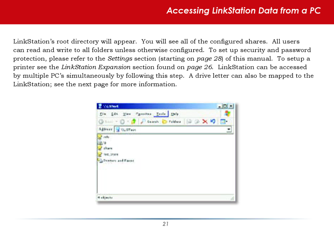 Buffalo Technology HS-DGL Series user manual Accessing LinkStation Data from a PC 